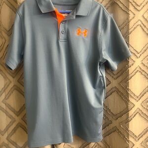 Under Armour Kids Dark Blue Polo with Orange Logo Accent